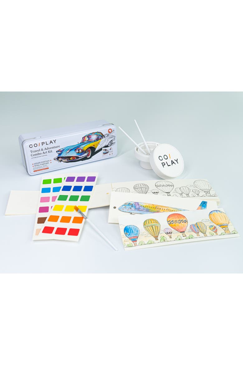 Watercolor Painting Art Kit Travel & Adventure Tin Box, Kids 6+, Alternate, color, Multicolored