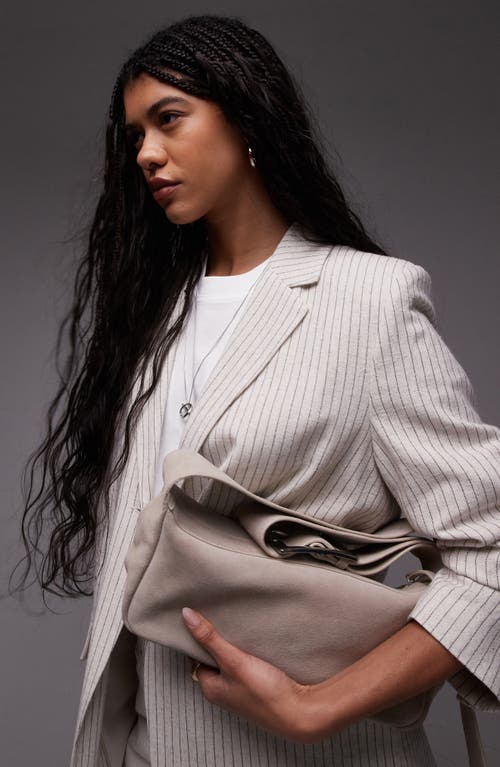 Topshop Stripe Longline Blazer In Cream
