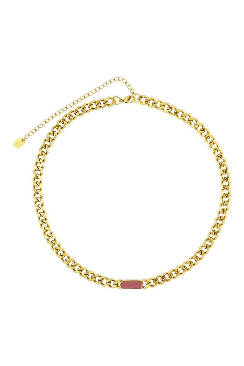 Gender Inclusive Stone Curb Chain Necklace, Main, color, RED/GOLD