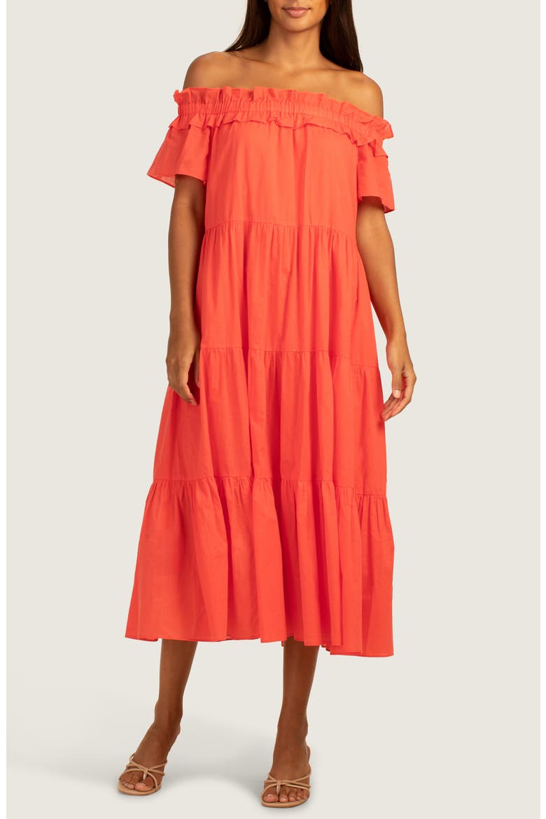 Cattleya 2 Tiered Off-the-Shoulder Dress, Main, color, SLUSHIE