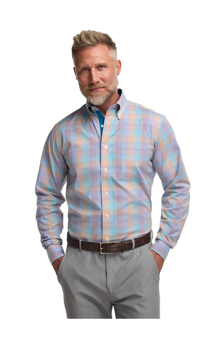 Paul Fredrick Slim Fit Comfort Stretch Non-iron Tattersall Dress Shirt With Contrast Trim, Alternate, color, Multi