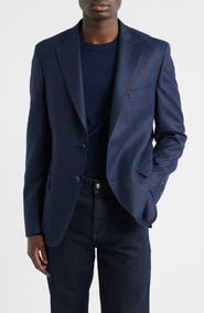 Peter Millar Hyperlight Soft Navy Windowpane Check Wool Sport Coat