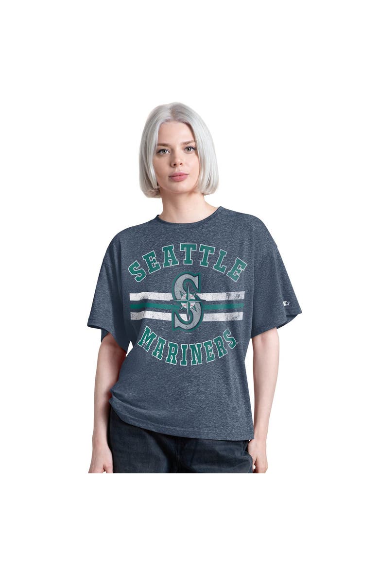 Women's Starter  Navy Seattle Mariners Jump Shot Boyfriend Tri-Blend T-Shirt, Main, color, Navy
