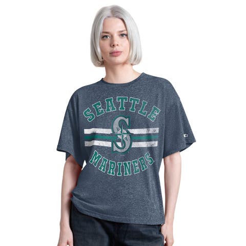 Women's Starter  Navy Seattle Mariners Jump Shot Boyfriend Tri-Blend T-Shirt