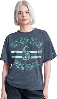 STARTER Women's Starter Navy Seattle Mariners Jump Shot Boyfriend Tri-Blend T-Shirt