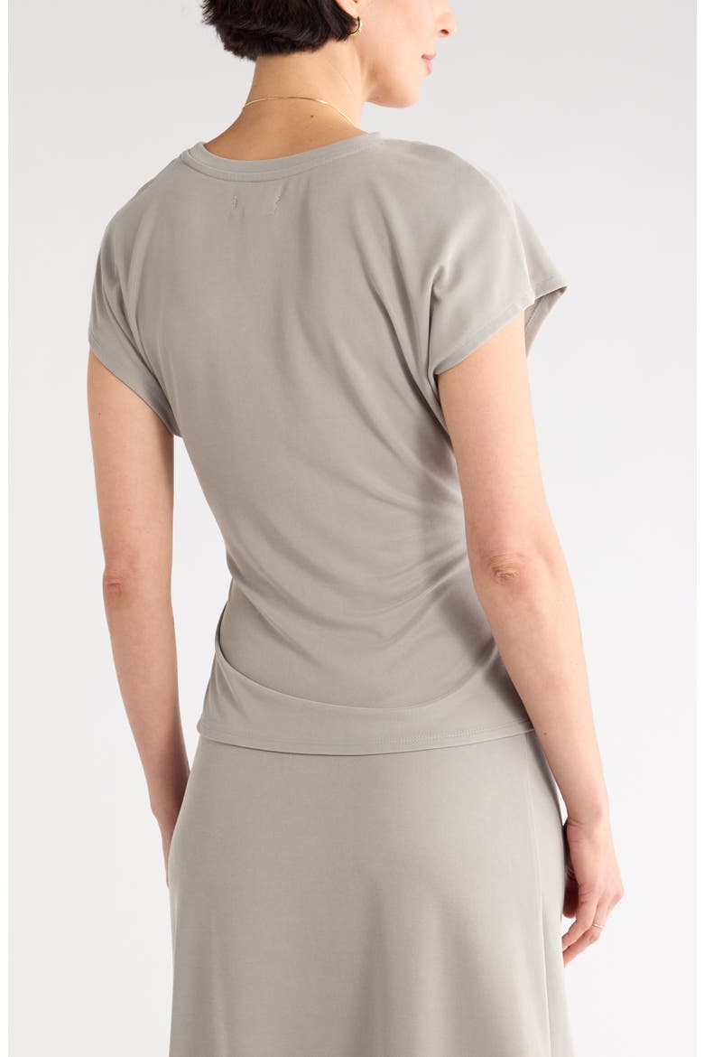 Short Sleeve Tie Detail Top, Alternate, color, GREEN CHAPARRAL