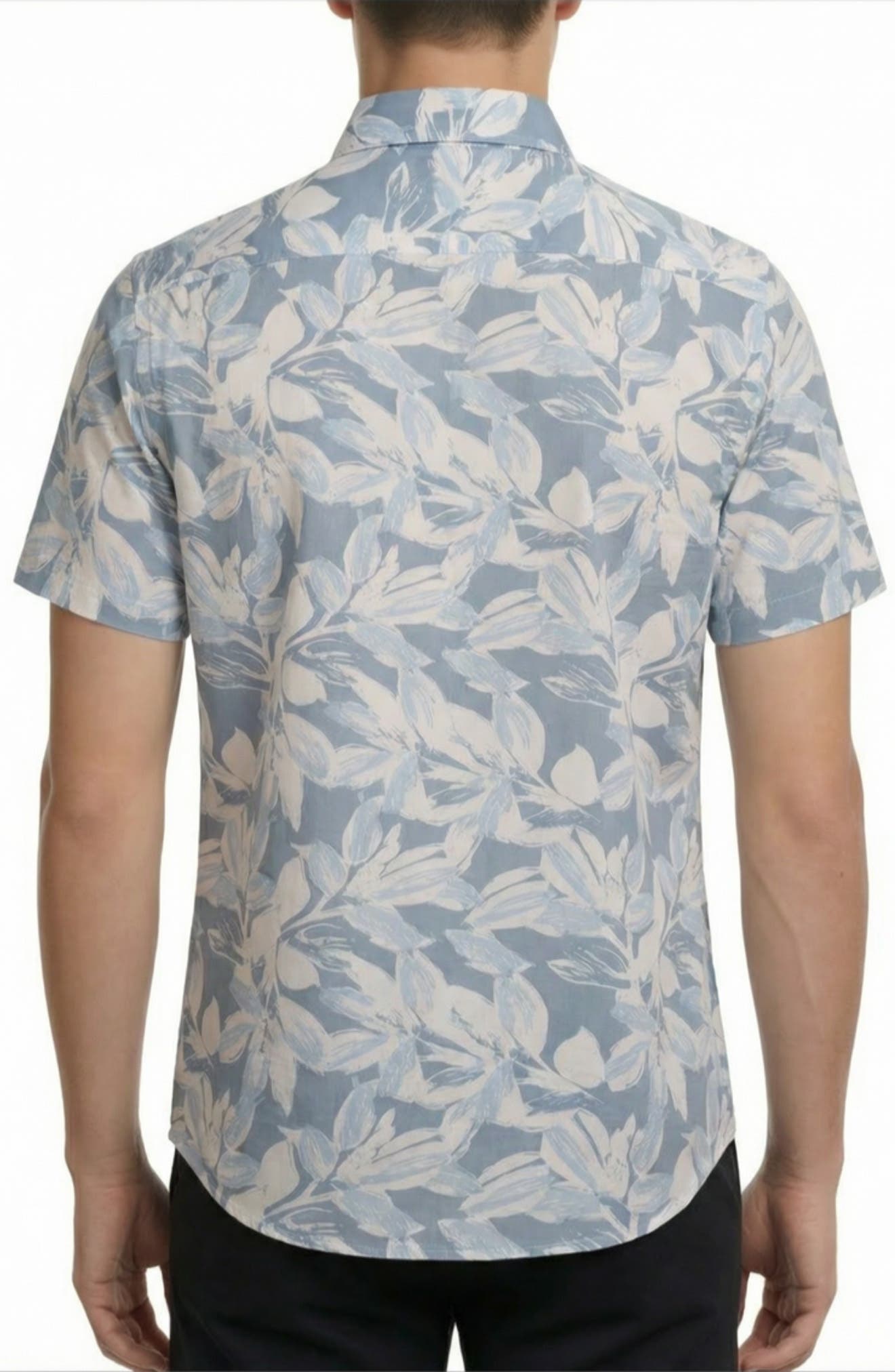 Tropical Print Short Sleeve Stretch Button-Up Shirt - image 2