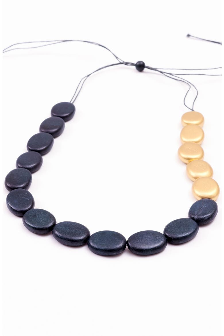 Guija Wooden Necklace, Alternate, color, Charcoal & Gold