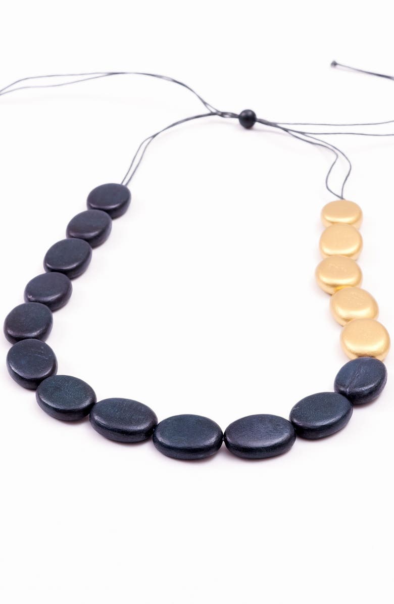 LIKHA Guija Wooden Necklace, Alternate, color, Charcoal & Gold