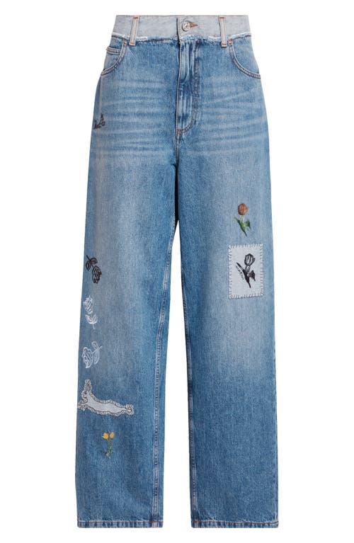 Marni 5 Pockets Denim Jeans With Embroidered Front In Blue