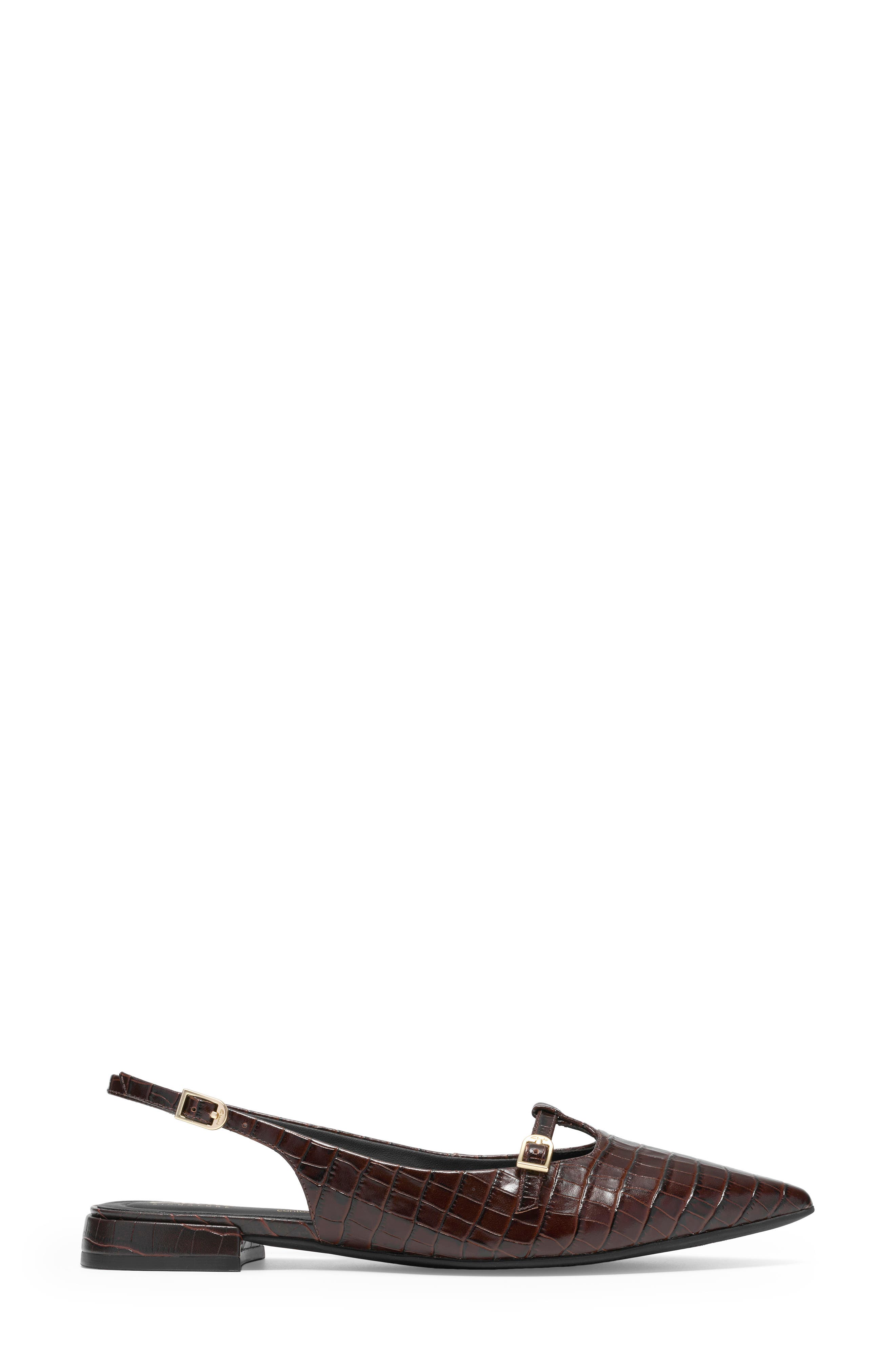 Sensa15 Jane Croc Embossed Slingback Flat, Alternate, color, DARK BROWN CROC