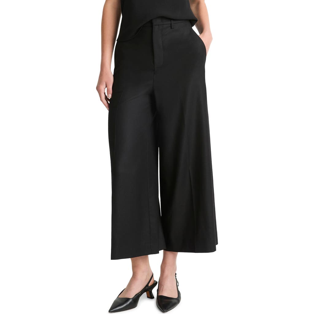 Vince Brushed Flannel Mid-rise Culottes In Black