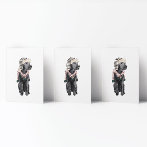 Winter/Holiday Greeting Card Pack Sets (3 ct) Candy Cane Black Lab