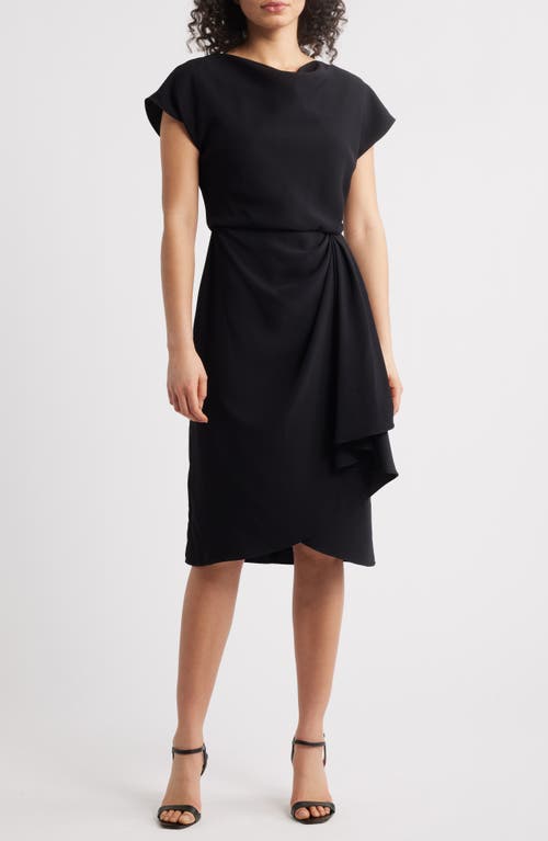 Amsale Cowl Neck Tulip Cocktail Dress In Black