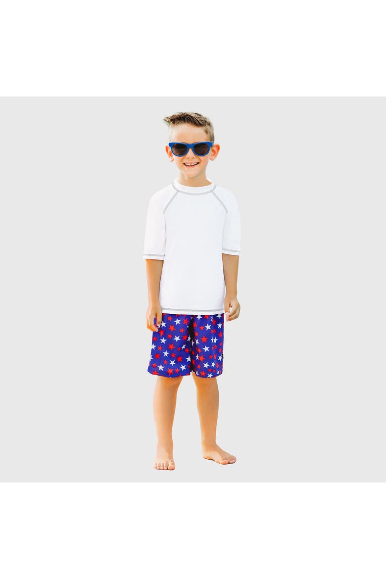 Boys UPF 50+ Short Sleeve Rashguard, Main, color, White