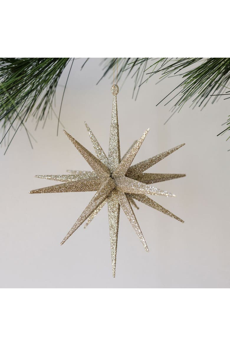 6" Gold Glitter Starburst Ornament, Main, color, Gold Glitter