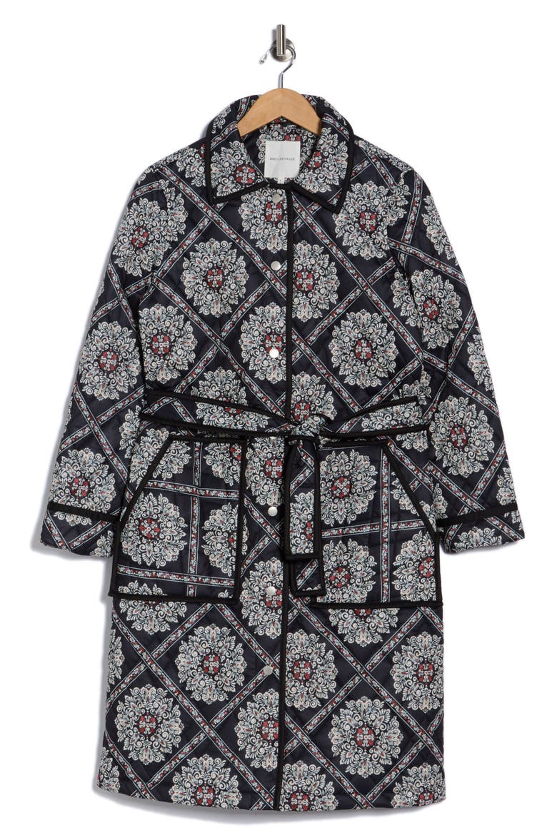 Tie Waist Quilted Jacket, Alternate, color, FLORENTINE FLOULARD