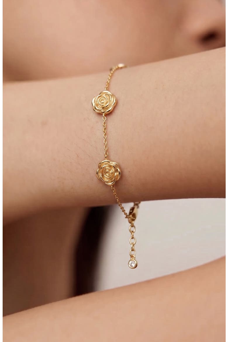 Rose Chain Station Bracelet In Gold, Alternate, color, Gold
