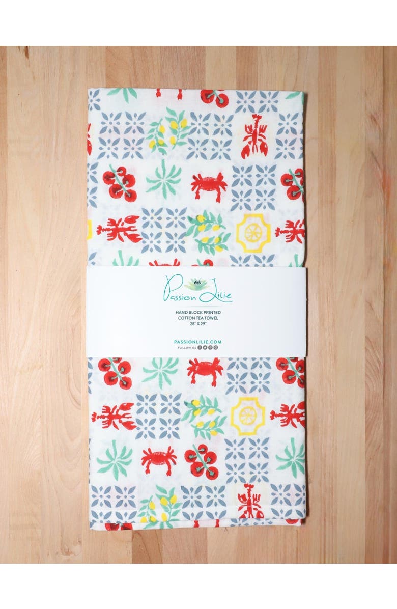 Passion Lilie New Orleans Riviera Cotton Tea Towel - Set of 2, Alternate, color, Red