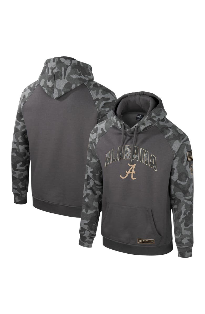 COLOSSEUM Men's Colosseum Charcoal Alabama Crimson Tide OHT Military Appreciation Camo Raglan Pullover Hoodie, Main, color, Charcoal