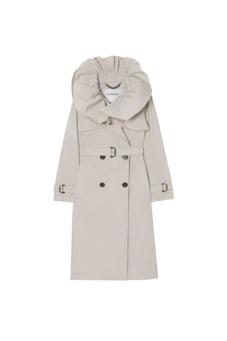 Long Faille Clare Trench Coat, Alternate, color, Glacier blue