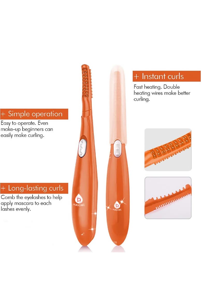 Heated Eyelash Curler With Comb, Alternate, color, Orange