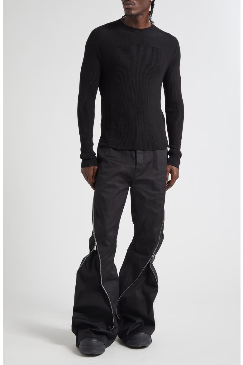 Geo Rib Virgin Wool Sweater, Alternate, color, BLACK