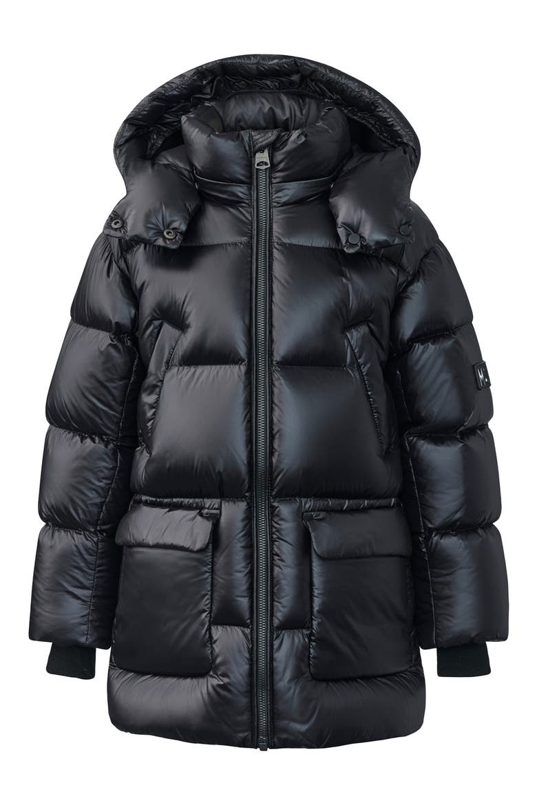 Kennie Down Hooded Puffer Coat, Main, color, BLACK