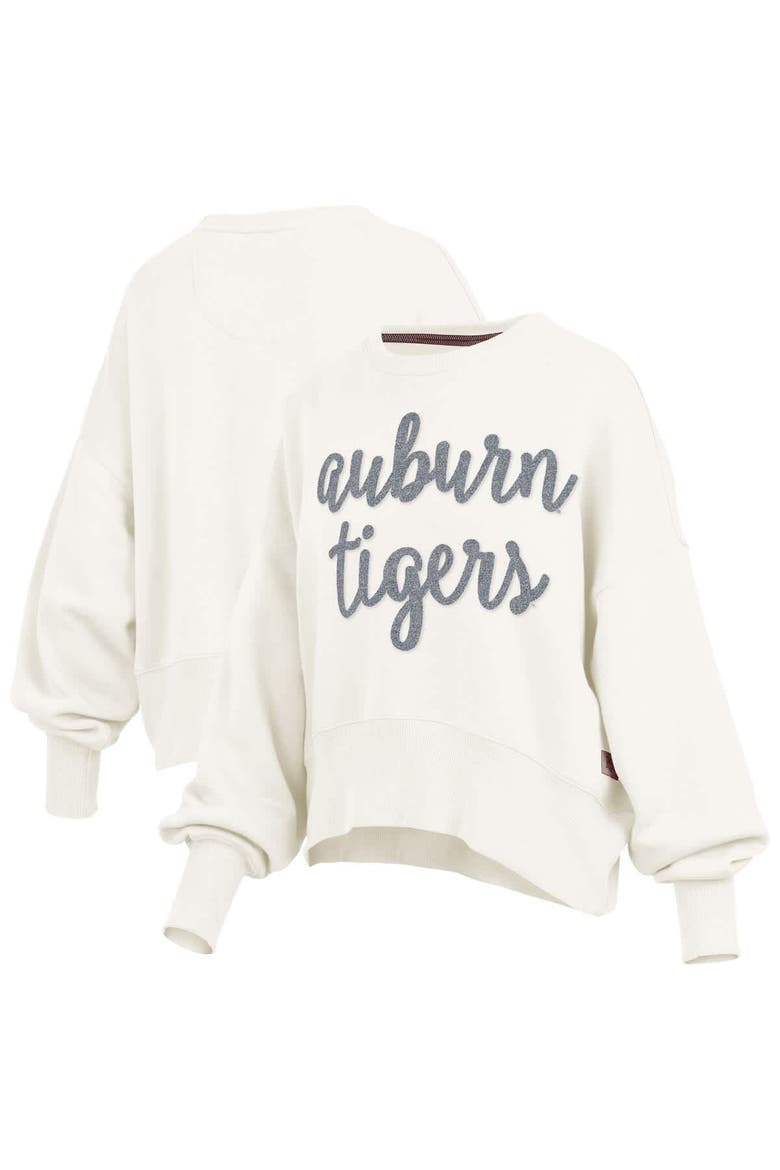 Women's Pressbox Cream Auburn Tigers Chelsea Oversized Pullover Sweatshirt, Main, color, Cream