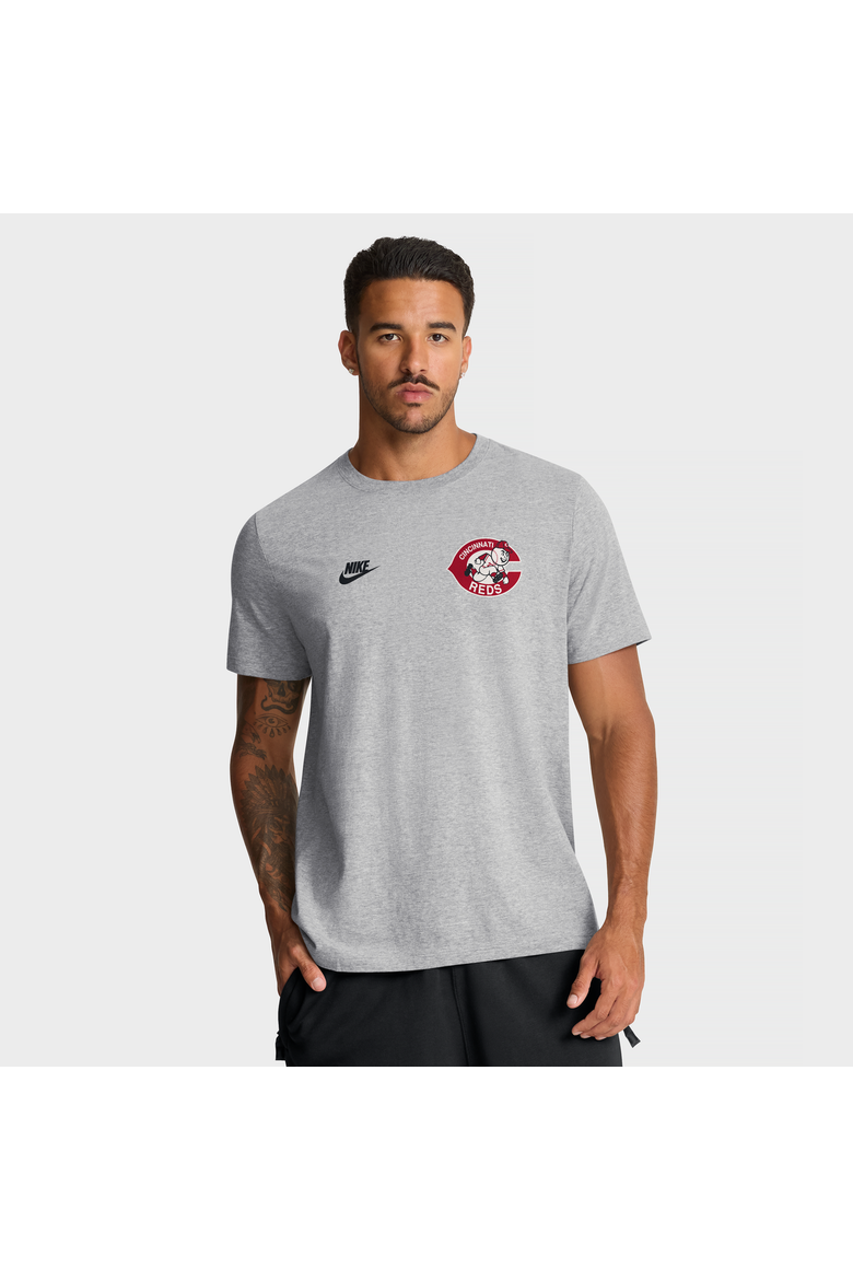 Men's Nike Heather Gray Cincinnati Reds Cooperstown 2-Hit T-Shirt, Main, color, Heather Gray