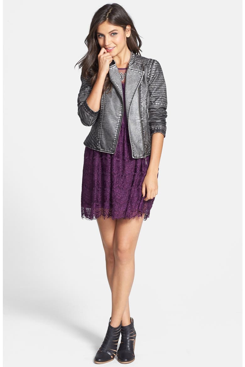 Eyelash Lace Skater Dress, Alternate, color, EGGPLANT