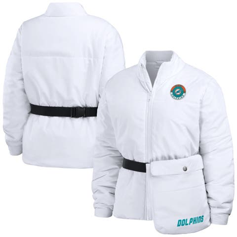 Women's WEAR by Erin Andrews  White Miami Dolphins Packaway Full-Zip Puffer Jacket