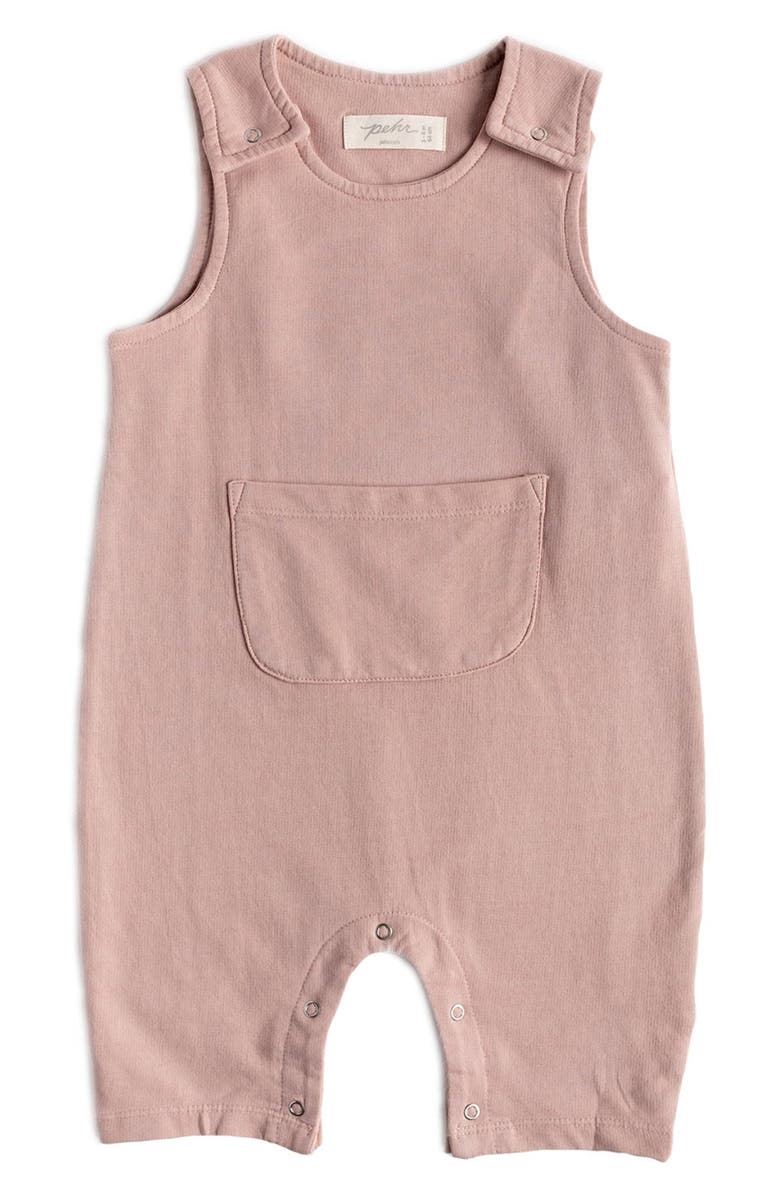 Pehr Organic Cotton French Terry Overalls, Main, color, Soft Peony