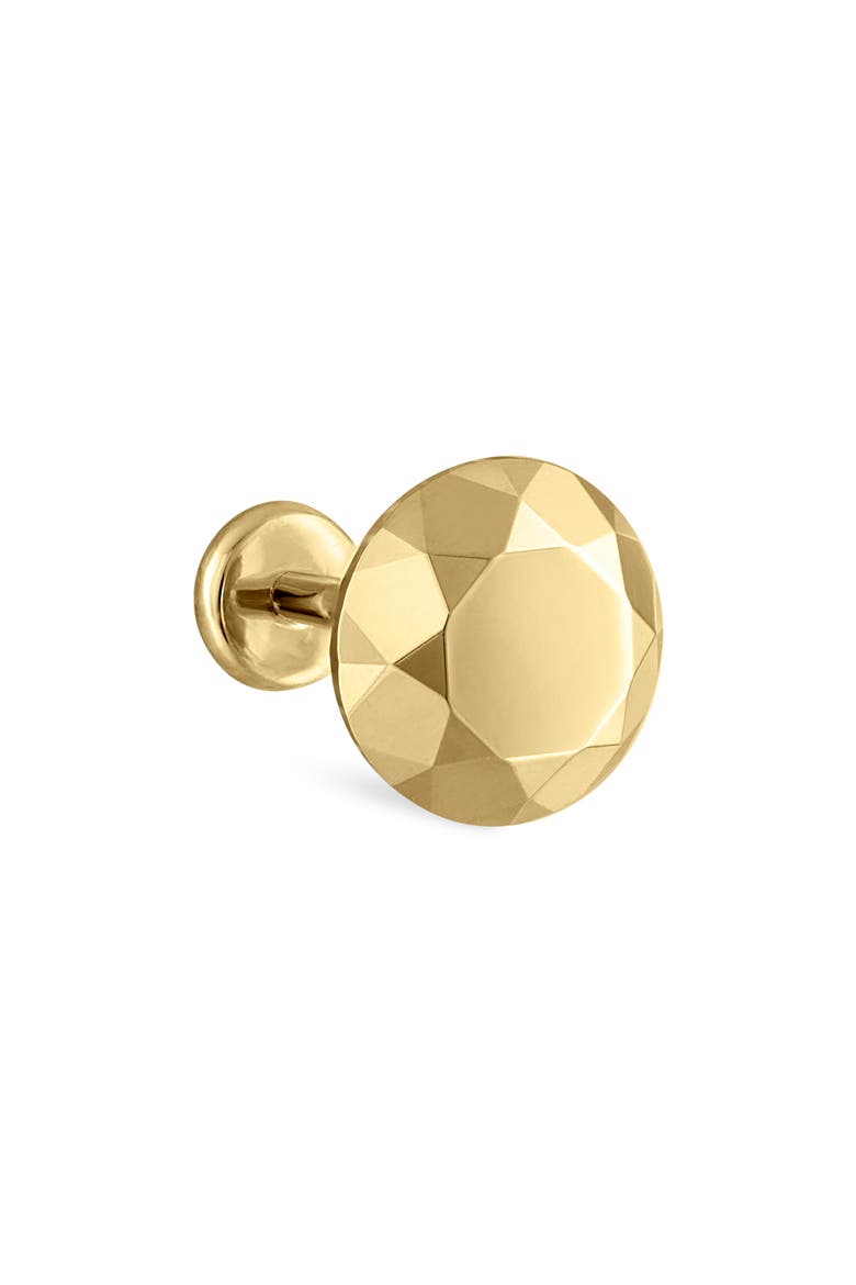 Faceted Round Single Threaded Stud Earring, Alternate, color, YELLOW GOLD
