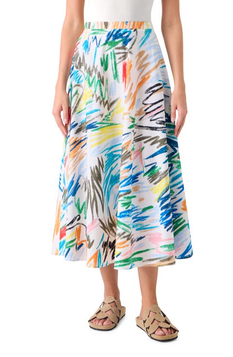 Scribble Print Cotton A-Line Skirt
