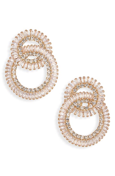 Cubic Zirconia Interlocking Circle Drop Earrings