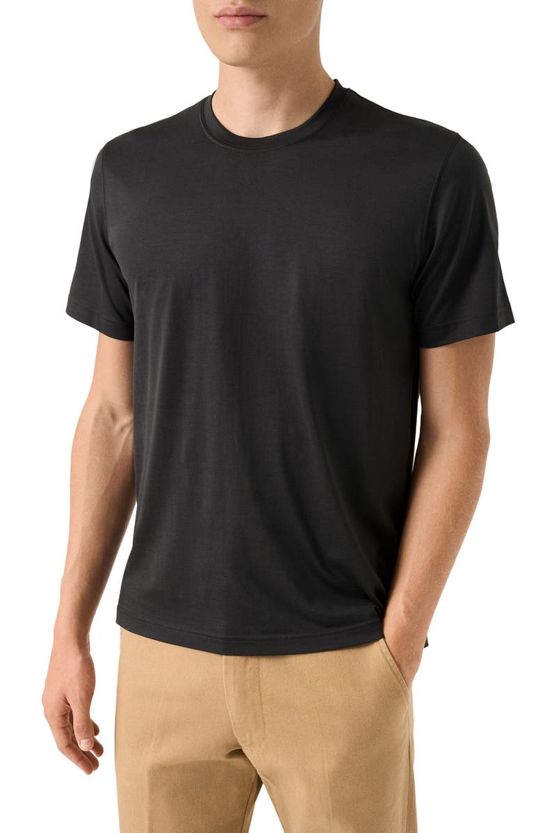 Eton Silk & Cotton T-Shirt, Main, color, Dark Grey