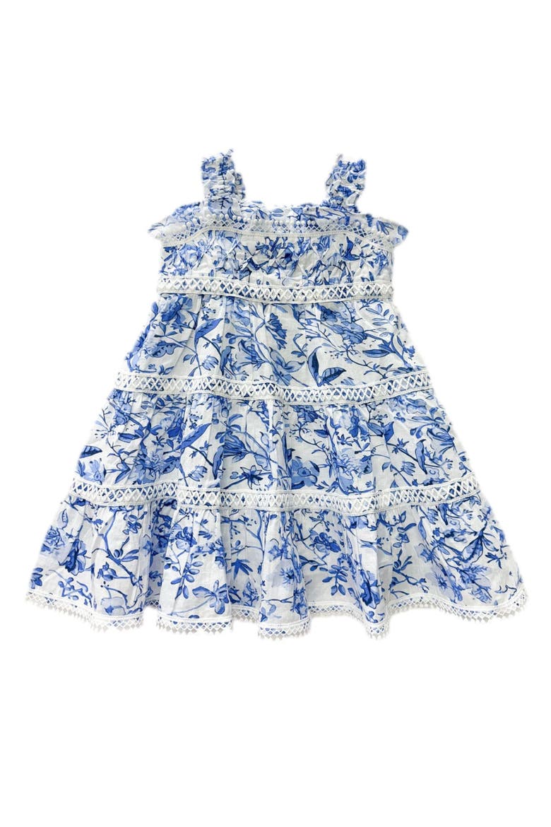 Jaylin Blue and White Linen Sleeveless Summer Dress, Alternate, color, Blue and White