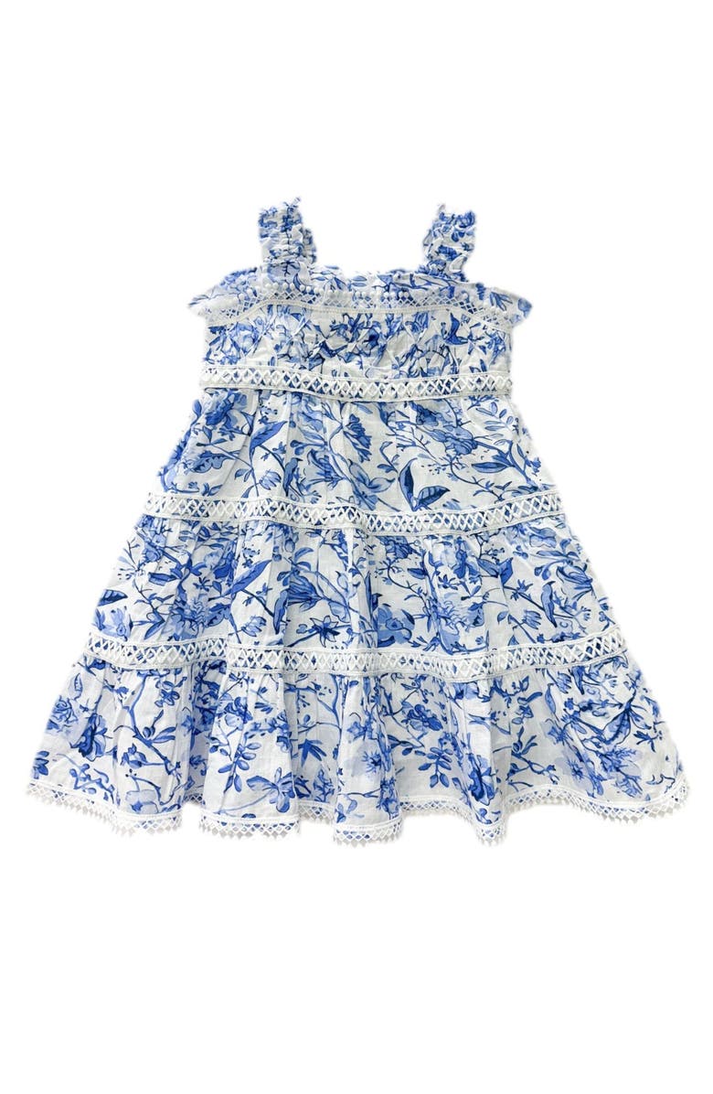 Petite Maison Kids Jaylin Blue and White Linen Sleeveless Summer Dress, Alternate, color, Blue And White
