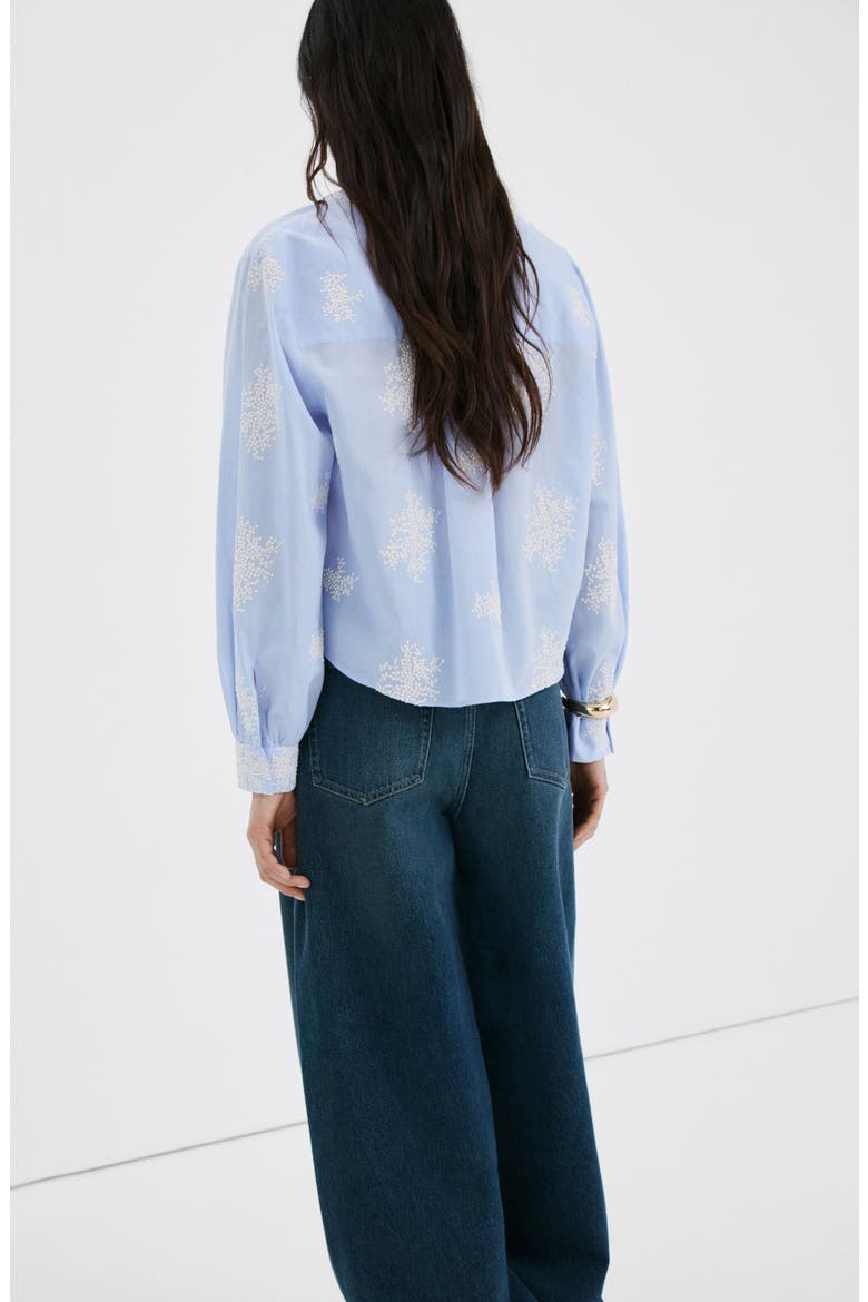Floral Embroidered Button-Up Shirt, Alternate, color, SKY BLUE
