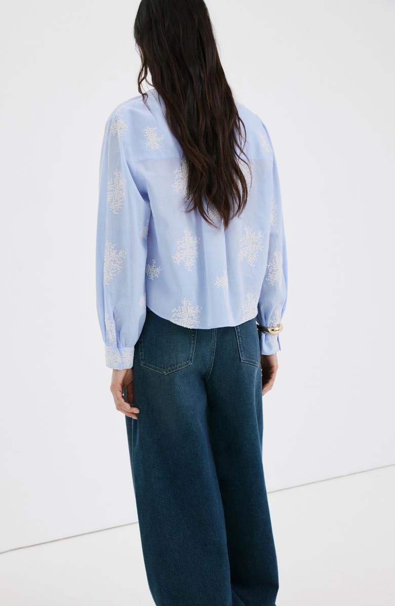 MANGO Floral Embroidered Button-Up Shirt, Alternate, color, 