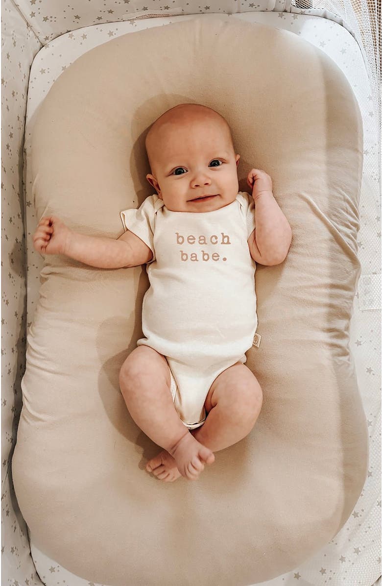 Tenth & Pine Beach Babe - Organic Short Sleeve Baby Bodysuit, Alternate, color, Natural Clay Lettering