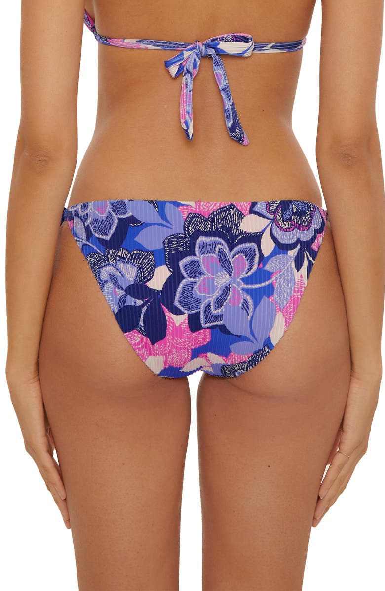 Becca Lanai Tie Side Rib Bikini Bottoms, Alternate, color, Blue Multi