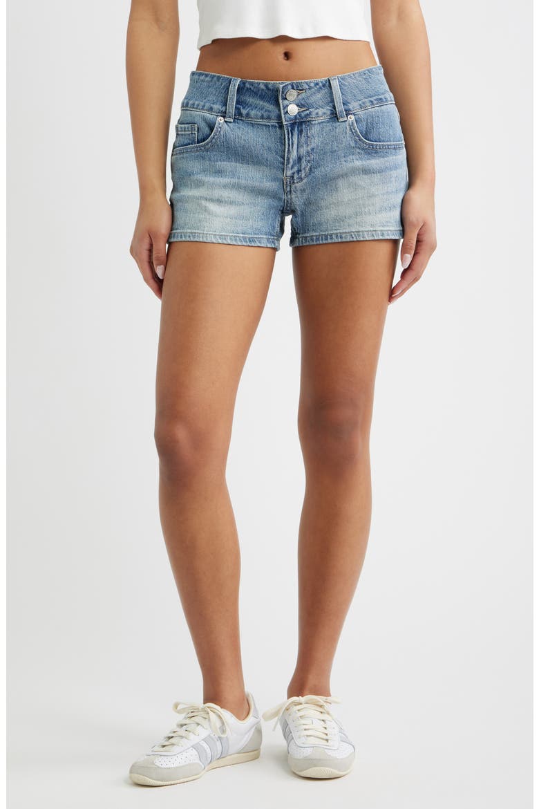 Flap Pocket Denim Shorts, Main, color, LIGHT BLUE