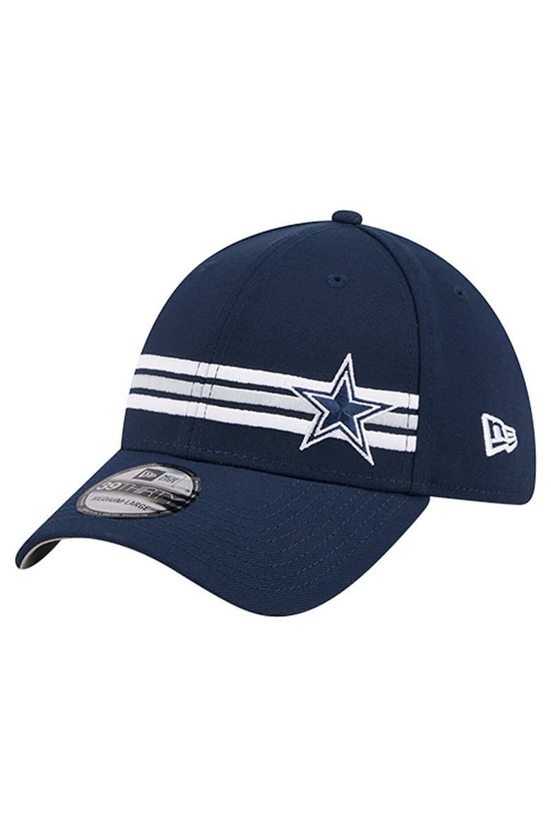 Men's New Era Navy Dallas Cowboys Stripes 39THIRTY Flex Hat, Main, color, Navy