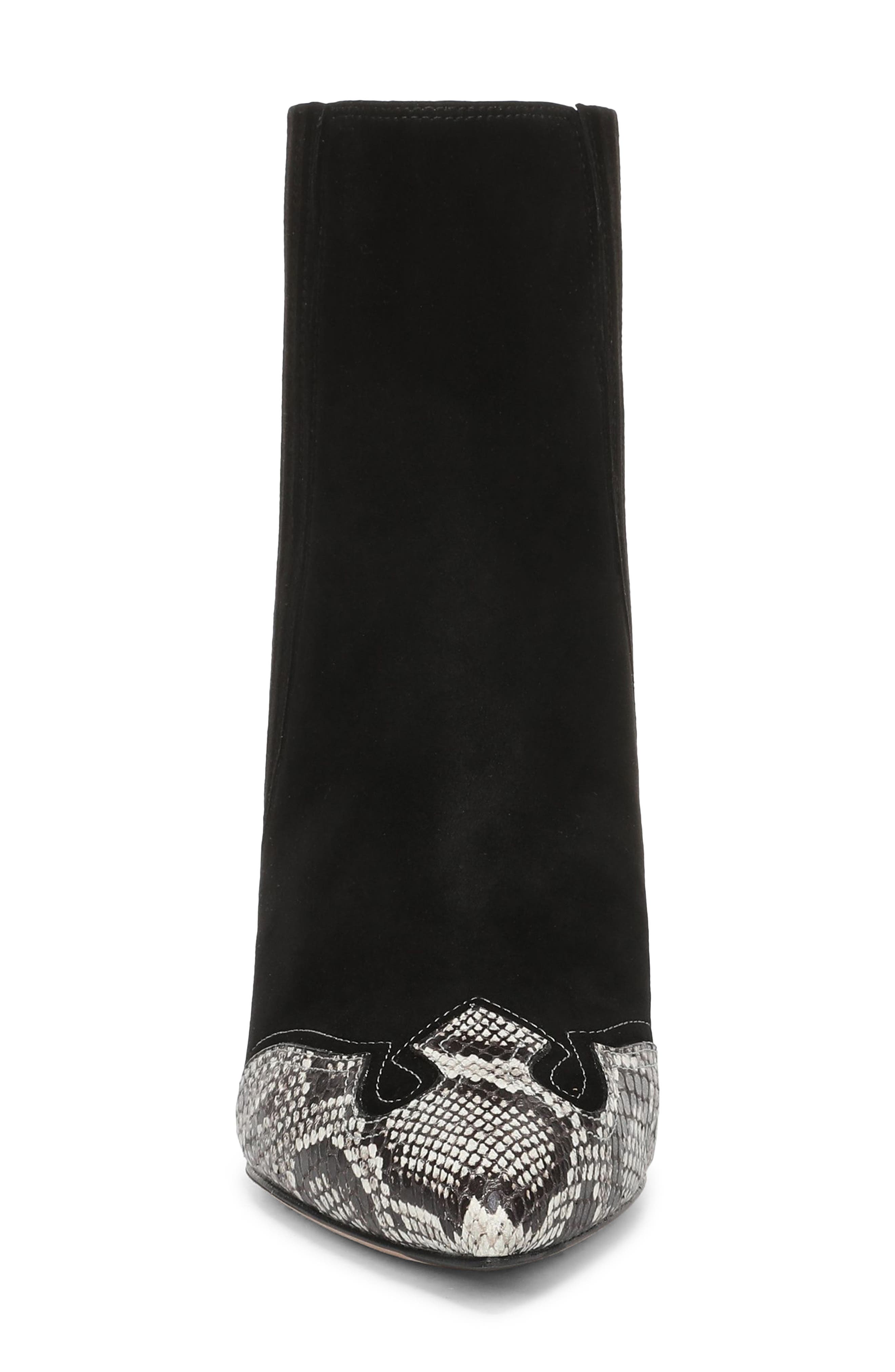 Lisa Western Leather Bootie, Alternate, color, BLACK ROCCIA SUEDE