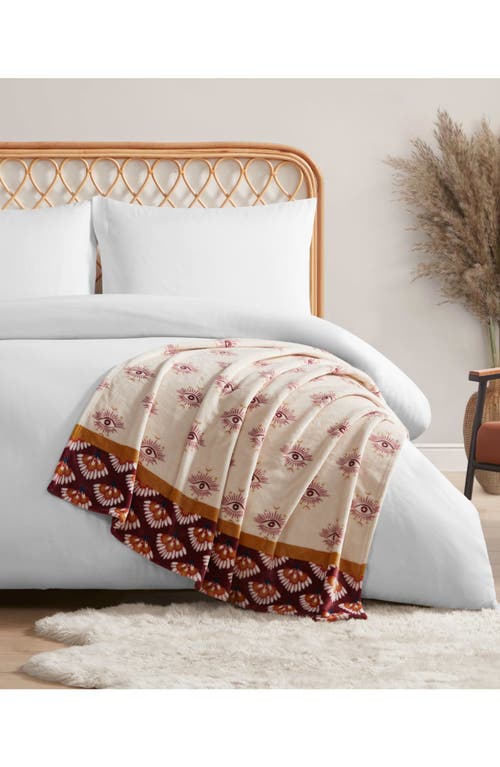 Jessica Simpson Plush Fleece Throw Blanket In Burgundy Red
