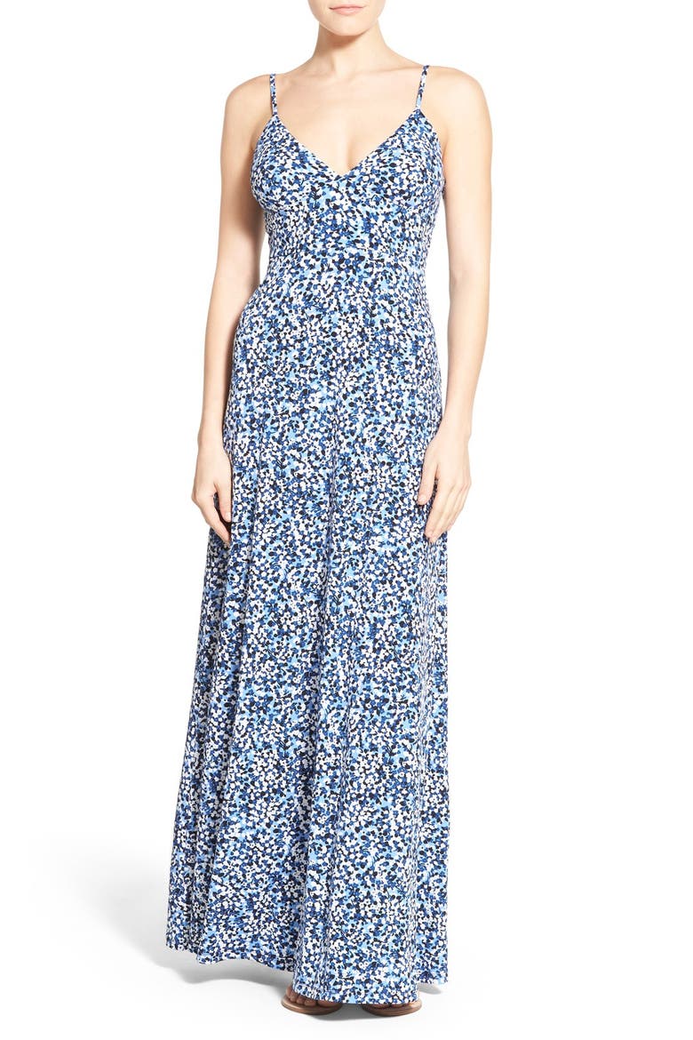 'Chiltington' Print Jersey Maxi Dress, Main, color, CREW BLUE