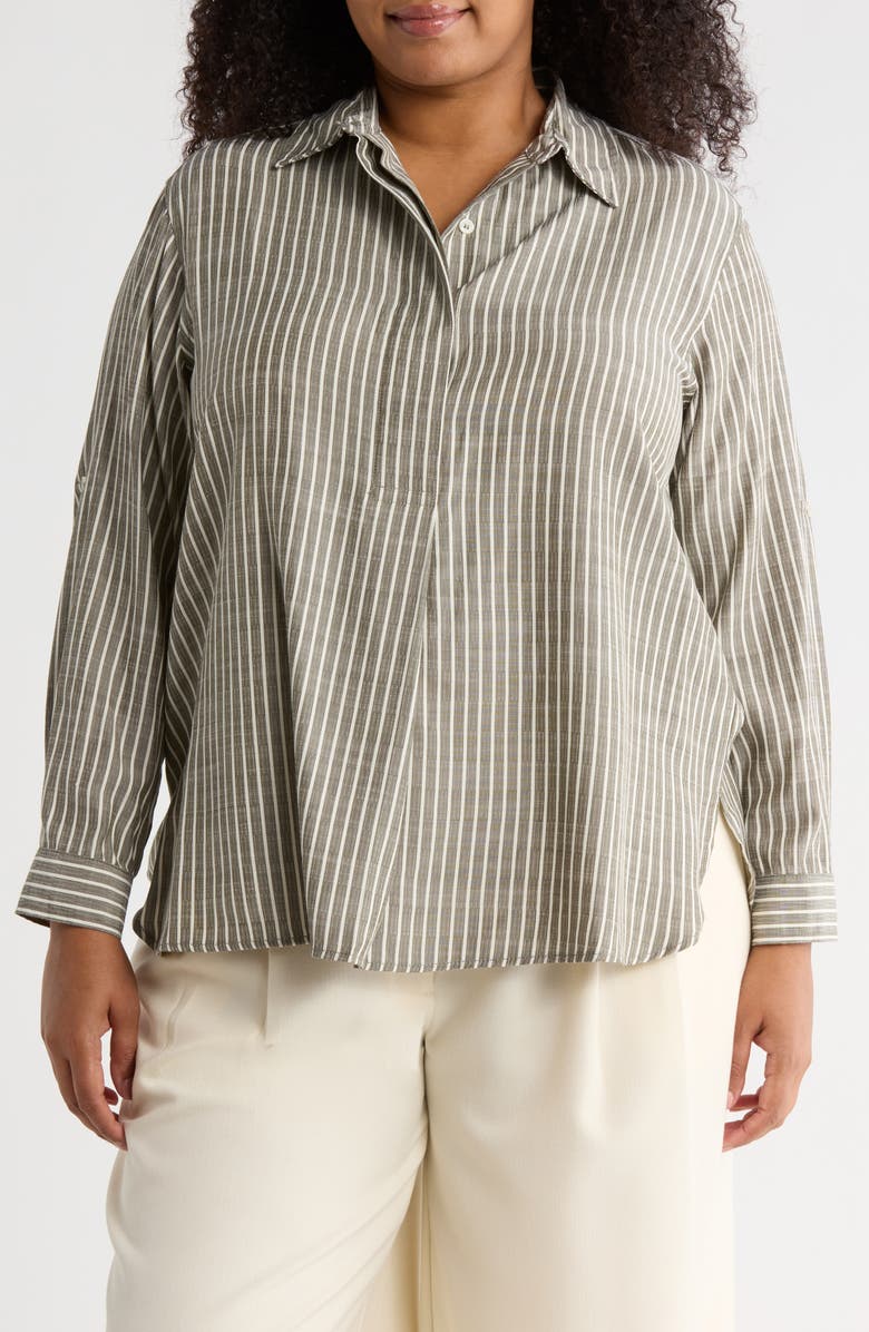 MAX STUDIO Stripe Popover Tunic, Main, color, Loden/Ivory Alt Stripe