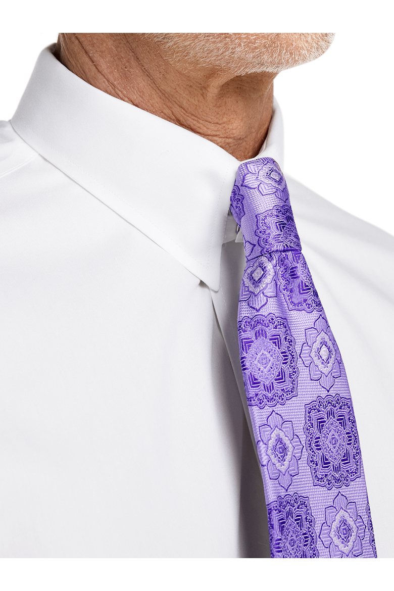 Slim Fit Non-iron Cotton Pinpoint Snap Tab Collar French Cuff Dress Shirt, Alternate, color, White